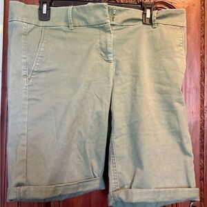 LOFT Olive Green Cuffed Bermuda Shorts